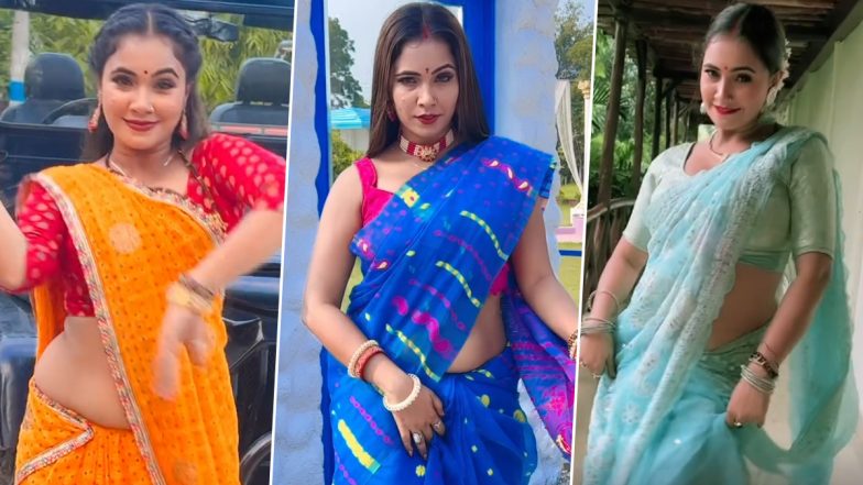 Trisha Kar Madhu 'Desi' Viral Videos in Colourful Sarees! Actress Dances on Bhojpuri Songs, Makes Fun Instagram Reels for Her Ardent Fans (Watch)