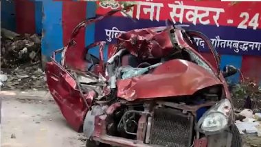 Noida Road Accident: 4 Killed, 1 Injured After Car Hits Tractor in Sector 24 (Watch Video)