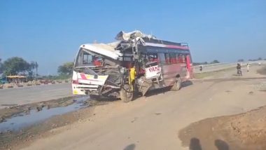 Rohtas Road Accident: 3 Killed, 15 Injured As Bus Crashes Into Truck Near Bihar’s Khurmabad Village (Watch Videos)