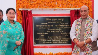 Jaipur: Defence Minister Rajnath Singh Inaugurates Shri Bhawani Niketan Sainik School in Rajasthan, Says ‘New 100 Sainik Schools To Be Run on Public-Private Partnership’ (See Pics and Video)