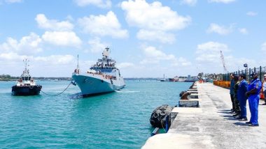 Kenya-India Relations: INS Talwar Docks in Mombasa; Aims To Strengthen Ties, Further Collaboration Between Navies (See Pics)