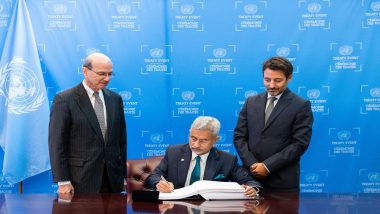 UN General Assembly Meet: India Signs Biodiversity Beyond National Jurisdiction Agreement To Protect Marine Biodiversity on High Seas, EAM S Jaishankar Signatory (See Pics)