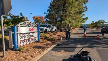 US Temple Vandalisation: BAPS Shri Swaminarayan Mandir in Sacramento Desecrated With Anti-Hindu Messages, Community Expressed Concern on ‘Hindus Go Back’ Phrase Used (See Pics)