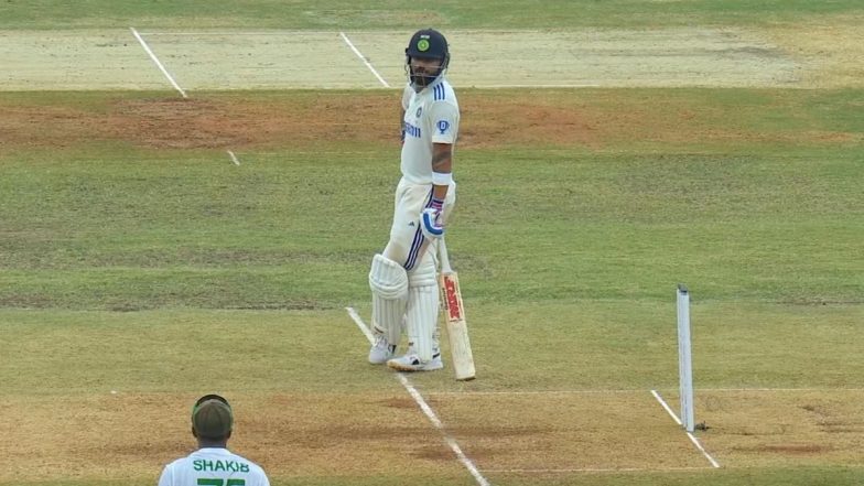 Virat Kohli Takes Hilarious Dig at Shakib Al Hasan, Says ‘Tu Malinga Bana Hua Hai, Yorker Pe Yorker De Raha Hai’ During IND vs BAN 1st Test 2024 (Watch Video)