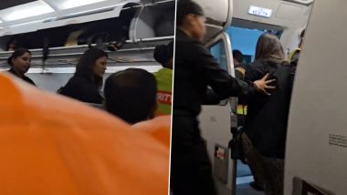 Video of Woman Being Dragged By Air Hostess Off Air India Express Surat-Bengaluru Flight After Alleged Abuse Goes Viral Online (Watch)