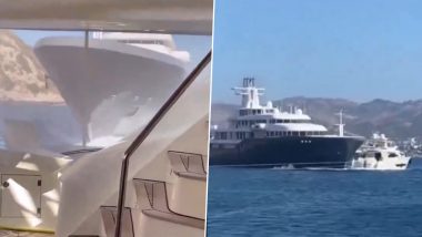 Yacht Collision Caught on Camera in Turkey: USD 150 Million Superyacht ‘Ice’ Smashes Into Smaller Yacht off the Coast of Yalıkavak in Bodrum, Terrifying Video Surfaces