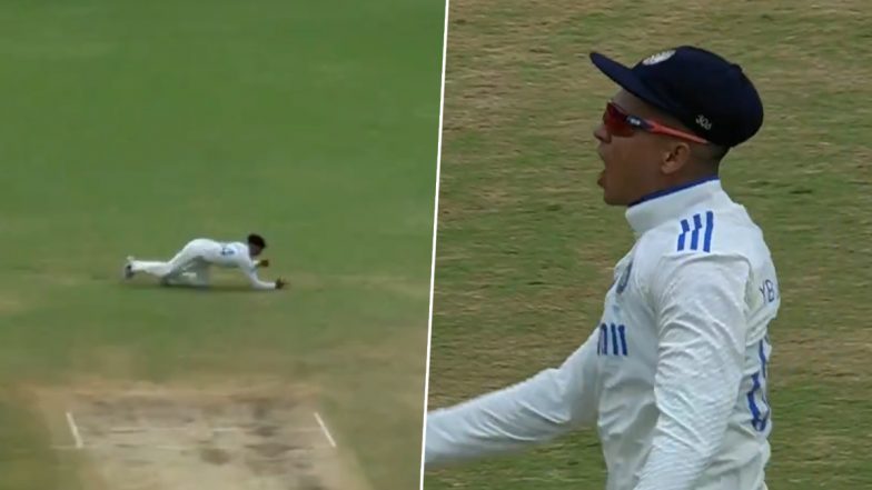 Yashasvi Jaiswal Takes Sensational One-Handed Catch To Dismiss Zakir Hasan During IND vs BAN 1st Test 2024 (Watch Video)