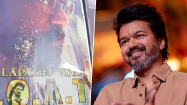 ‘The GOAT’: Thalapathy Vijay’s Fans Pour Milk on Posters and Dance in Celebration of Film Release (Watch Video)