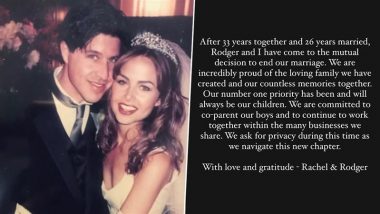 Rachel Zoe and Rodger Berman Announce End of 26-Year Marriage in Heartfelt Statement; Say, ‘We Are Committed to Co-Parenting Our Boys’