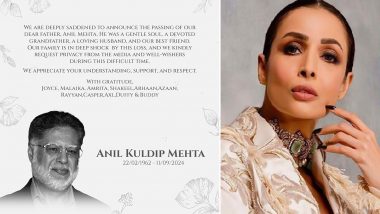 Malaika Arora Shares Emotional Statement After Father Anil Mehta's Tragic Demise, Fans Left Confused Over Family Details