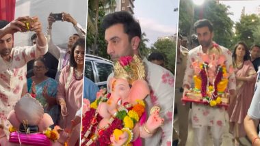 Ganesh Chaturthi 2024: Ranbir Kapoor and Neetu Kapoor Shine During Family Ganpati Visarjan Ceremony (Watch Video)