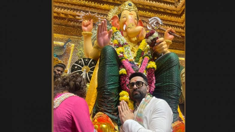 Ganesh Chaturthi 2024: Ayushmann Khurrana Visits Lalbaugcha Raja in Traditional Attire for Blessings