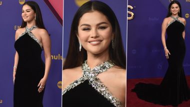 Emmys 2024: Selena Gomez’s Elegant Black Velvet Gown and Dazzling Jewellery Steal the Show (View Pics)