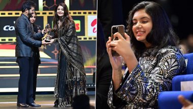 SIIMA Awards 2024: Aishwarya Rai Bachchan Wins Best Actress Critics Award for ‘Ponniyin Selvan 2’; Daughter Aaradhya Bachchan Captures Her Winning Moment (View Pics)