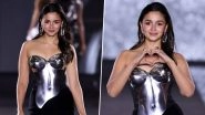 Paris Fashion Week 2024: Alia Bhatt Makes Stylish Debut in Metallic Silver and Black Outfit (Watch Video)