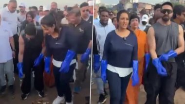 Ayushmann Khurrana Teams Up with Amruta Fadnavis and Others for Versova Beach Clean-Up Following Ganesh Visarjan (Watch Video)