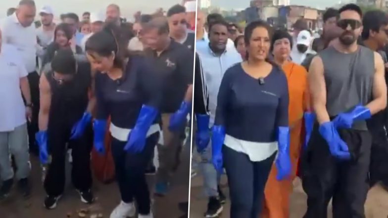 Ayushmann Khurrana Teams Up with Amruta Fadnavis and Others for Versova Beach Clean-Up Following Ganesh Visarjan (Watch Video)