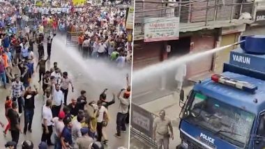 Himachal Pradesh: After Shimla, Protests in Mandi Over Illegal Construction in Mosque, Police Use Water Cannons (Watch Video)