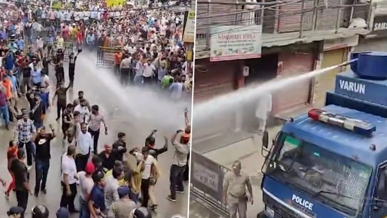 Protests in Mandi over Illegal Construction in Mosque, Police Use Water Cannons