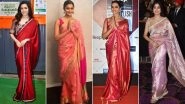 Ganesh Chaturthi 2024: From Deepika Padukone's Silk Saree to Janhvi Kapoor's Tissue Saree, Outfit Inspiration for Ganeshotsav Celebration (View Pics)