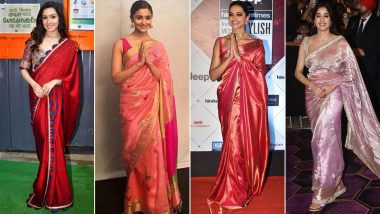 Ganesh Chaturthi 2024: From Deepika Padukone's Silk Saree to Janhvi Kapoor's Tissue Saree, Outfit Inspiration for Ganeshotsav Celebration (View Pics)