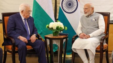 PM Narendra Modi Meets Palestine President Mahmoud Abbas, Expresses Deep Concern on Gaza Crisis (Watch Video)