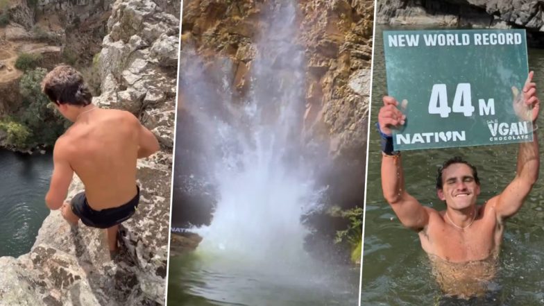 Death Diving Record: Côme Girardot Shatters World Record with 145-Foot Cliff Jump in Spain (Watch Video)