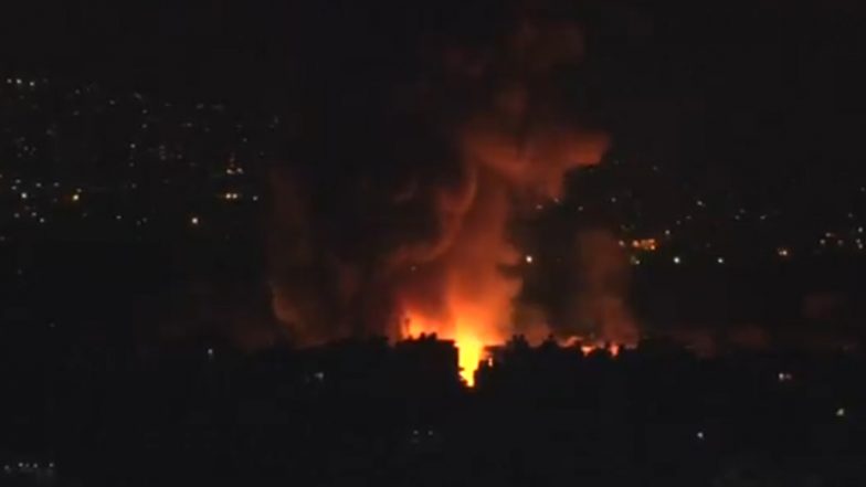 Israel-Hezbollah War: Massive Explosion in Lebanon, Rocket Attack on Haifa Mark Escalation on Hamas Attack Anniversary (Watch Video)