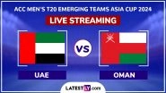 United Arab Emirates vs Oman, ACC Men's T20 Emerging Teams Asia Cup 2024 Match Live Streaming Online: How To Watch UAE vs OMA Cricket Match Free Live&nbsp;Telecast&nbsp;on&nbsp;TV?