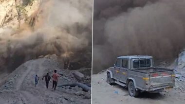 Joshimath Landslide: Major Mountain Collapse Near Marwari, 12 Kilometers Before Joshimath, Creates Hazardous Situation for Residents and Travelers (Watch Video)