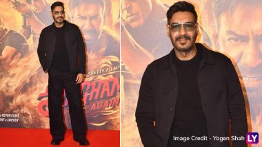 ‘Singham Again’ Trailer Launch: Ajay Devgn Aka Bajirao Singham Makes Stylish Arrival at the Grand Event in Mumbai (View Pics and Watch Video)