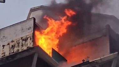 Navi Mumbai: Fire Breaks Out on 17th Floor of Building Number 47 in NRI Complex, Firefighting Operation Underway (Watch Video)