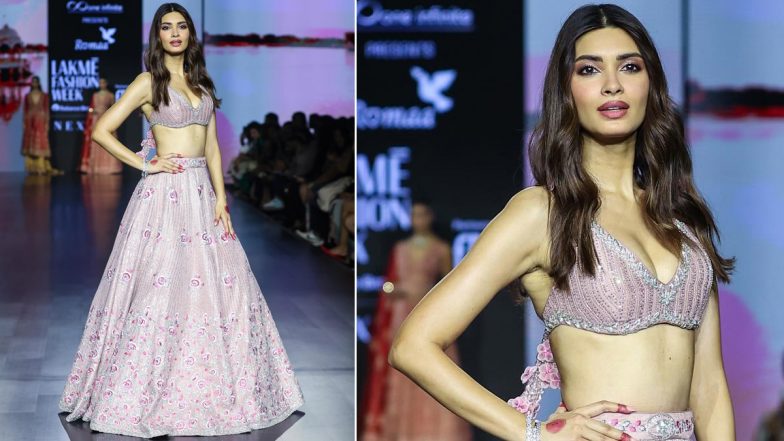 FDCI Lakme Fashion Week 2024: Diana Penty Looks Straight Out of a Fairytale in Rose Pink Lehenga by Designer Romaa Agarwal (See Pic & Video)