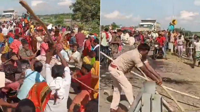 Muzaffarpur: Flood Victims Block Highway, Clash with Police Over Relief Supplies (Watch Video)