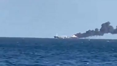 Germany Fire: Blaze Erupts in Engine Room of Oil Tanker off Baltic Sea Coast, All 7 Crew Members Rescued (Watch Video)