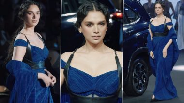 FDCI Lakme Fashion Week 2024: Aditi Rao Hydari Serves Glamour As Showstopper in Stunning Blue Outfit By Designer Tarun Tahiliani (Watch Video)