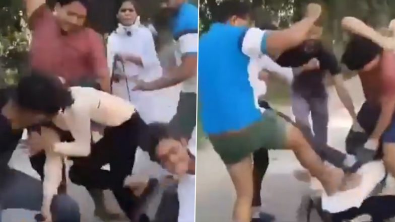 Viral Video of Man Getting Thrashed on Road Is From Hapur, Clip Being Shared With Misleading Claim: UP Police