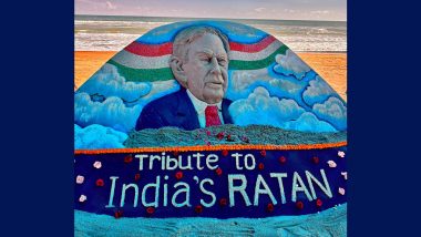 Ratan Tata Dies: Sudarsan Pattnaik Creates Sand Art To Pay Tribute to Veteran Industrialist in Odisha (See Pic)