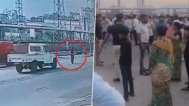 Noida Hit-and-Run: Pick-Up Truck Mows Down Woman Crossing Road in Sector 39 in Uttar Pradesh, Shocking Videos Surface