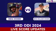 NZ-W 1/0 in 1 Over | India Women vs New Zealand Women Live Score Updates of 3rd ODI 2024: NZ-W Eye Solid Start in Series Finale