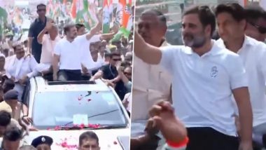 Haryana Assembly Elections 2024: Rahul Gandhi Greets Supporters As He Kicks Off ‘Haryana Vijay Sankalp Yatra’ From Bahadurgarh (Watch Videos)