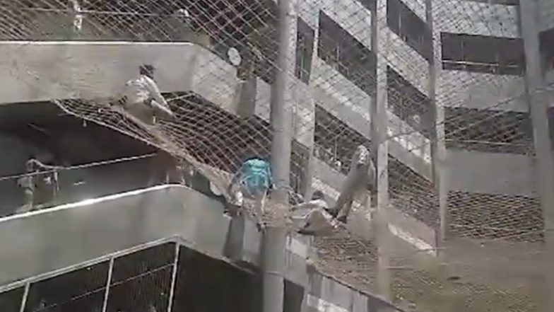 Maharashtra Deputy Speaker Narhari Zirwal, Other MLAs Jump From Third Floor of Mantralaya Building in Mumbai Over Reservation Row, Land on Safety Net (Watch Video)