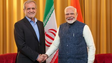 PM Narendra Modi and Iranian President Masoud Pezeshkian Hold Talks in Kazan on BRICS Summit Sidelines, Chabahar in Focus (See Pics)