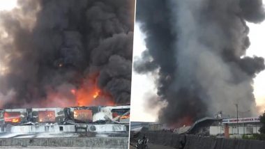 Bhiwandi Fire: Blaze Erupts at Warehouse in Maharashtra, No Casualty Reported (Watch Video)