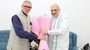 Omar Abdullah, Amit Shah Meeting: Jammu and Kashmir CM Meets Home Minister at His Residence in Delhi, Discusses ‘Crucial Matters’ (See Pics)