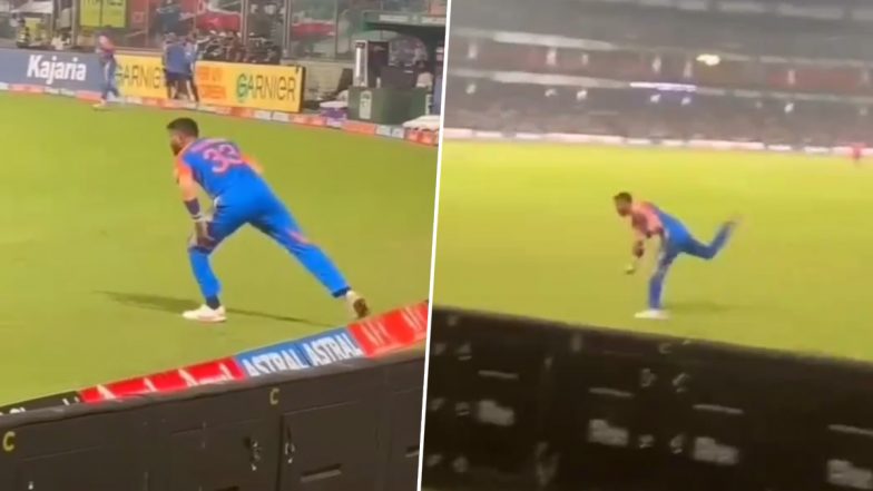 Spectators POV Viral Video Shows How Hardik Pandya Took A Stunning Diving Catch During IND vs BAN 2nd T20I 2024