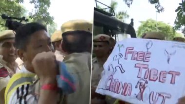 Delhi: Tibetans Protest Outside Chinese Embassy on China's National Day, Detained by Police (Watch Video)