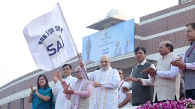 Union Home Minister Amit Shah Flags Off ‘Run for Unity’ Marathon in Delhi on Sardar Vallabhbhai Patel’s 150th Birth Anniversary