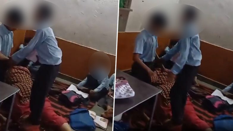 Jaipur: Teacher Lies on Ground While Students Stand on Her Feet for Massage at Government School in Kartarpur; Video Goes Viral