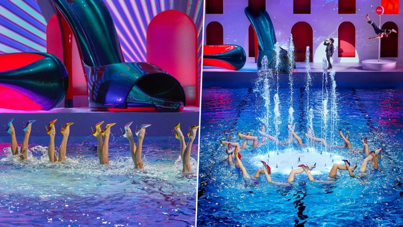 ‘Paris Is Louboutining’: Christian Louboutin’s Glamorous Water Ballet With French Olympic Swimmers Wearing Stilettos at Paris Fashion Week 2024 Is Worth Watching (See Pics and Videos)